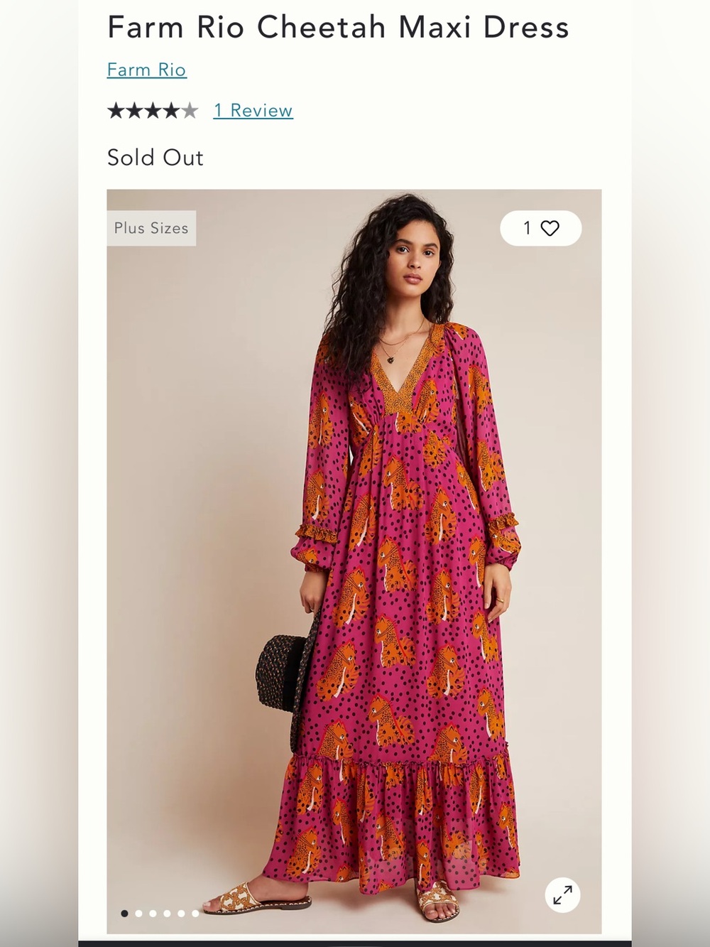 Farm Rio x Anthropologie
Cheetah Maxi Dress size Large
